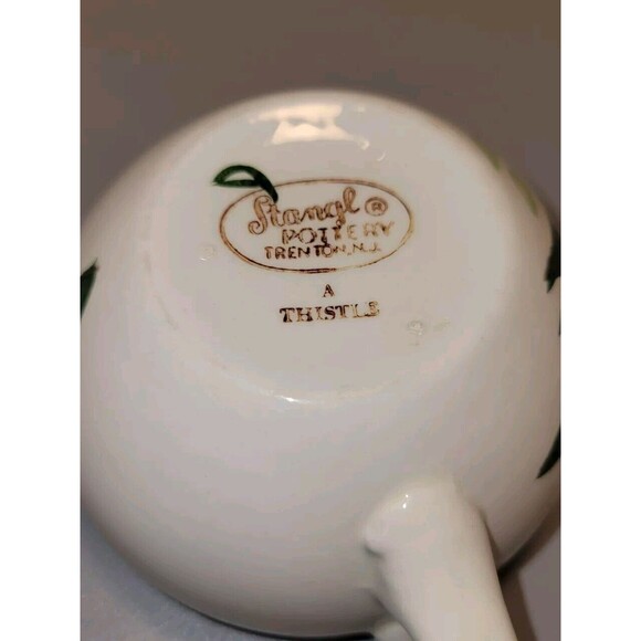 Stangl Pottery Coffee Tea Cups Set 6 Thistle Design Hand Painted Low Profile MCM - Picture 7 of 9